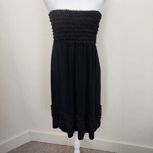 Soma Black Ruffle Strapless Swim Coverup Size Large